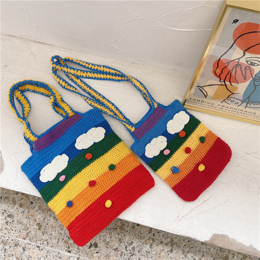 LGBT Rainbow Pride Parade Knitted Bag Ins Shoulder Bag
