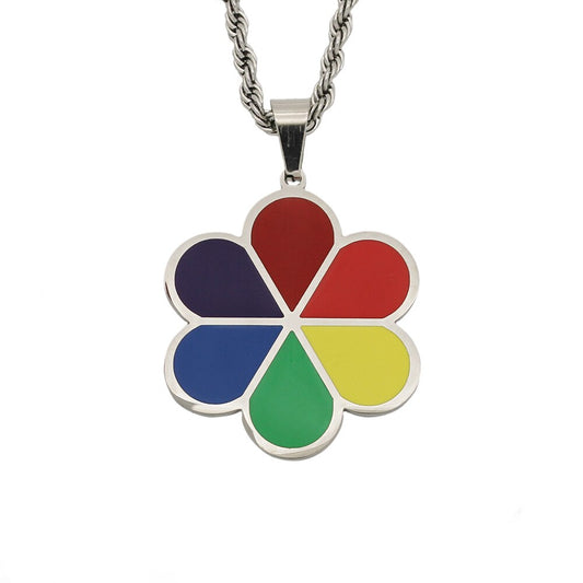 LGBT Rainbow Pride Jewelry Flower Pendant Necklace Valentine's Day Gift