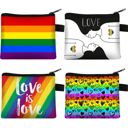 LGBT Rainbow Love Wins Coin Purse Money Bags Key Card Wallet Zipper Purses