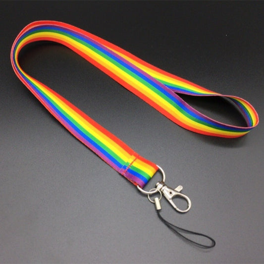 LGBT Rainbow Lanyard Mobile Phone Badge Hanging Chain Rope Gift