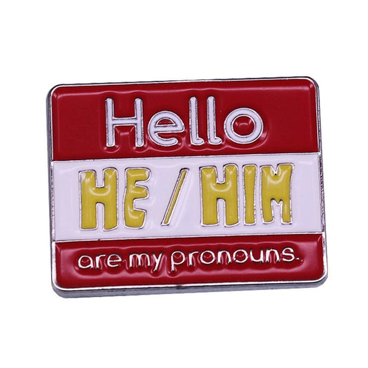 LGBT Rainbow Pride Pronouns Pin He/Him Bag Clothing Pin Badge