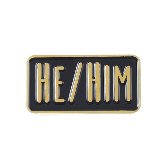 LGBT Pride Pronouns Pin Rectangle Metal Brooch Come-out Pin
