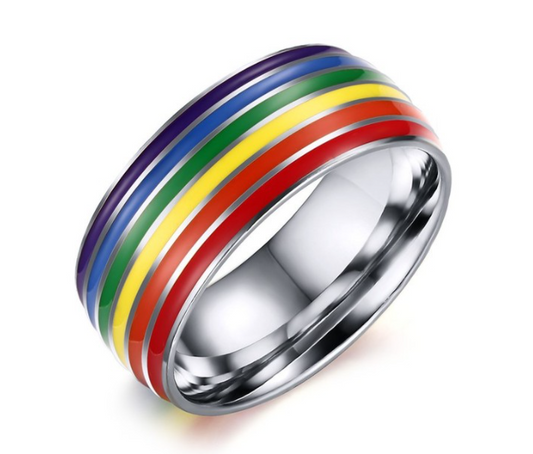 LGBT Pride Stainless Steel Rainbow Ring Valentine's Day Gift