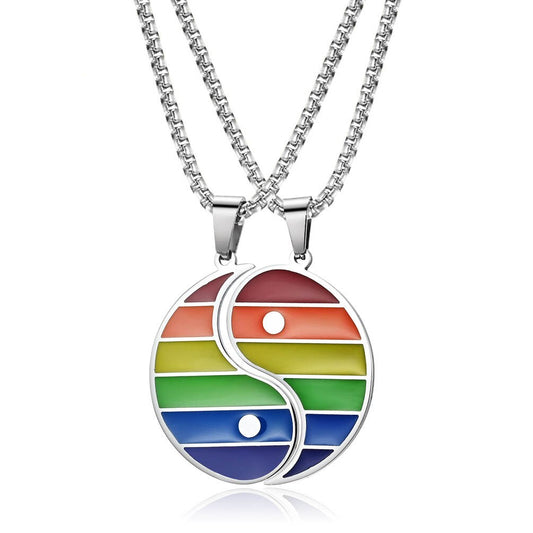 LGBT Rainbow Pride Stainless Steel Yin And Yang Necklaces Valentine's Day Gift