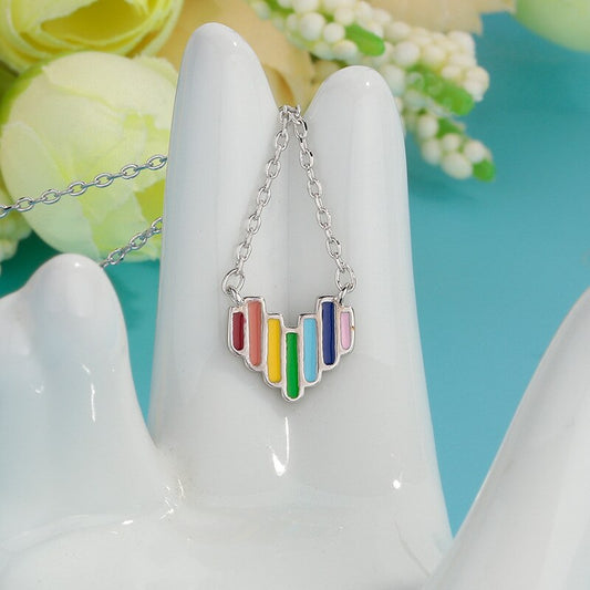 LGBT Rainbow Peach Heart Triangle Ear Studs Valentine's Day Gift.