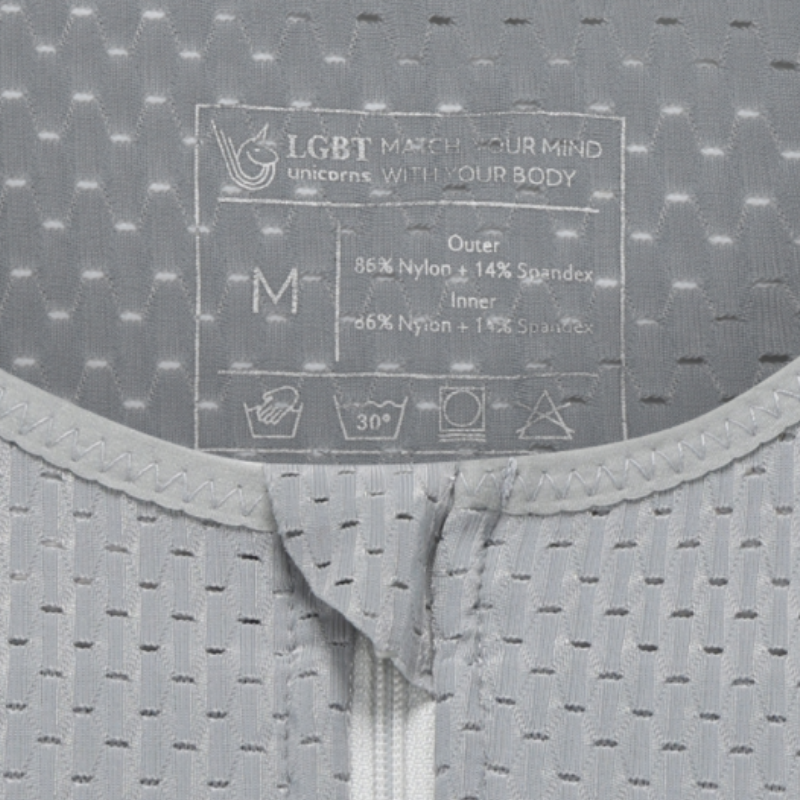 REBORN II: Mesh Fabric Zipper Chest Binder (Grey)