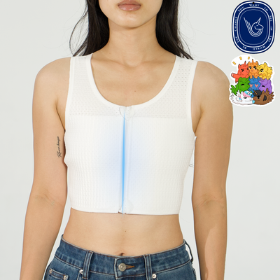REBORN II: Mesh Fabric Zipper Chest Binder (WHITE)