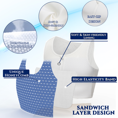 REBORN II: Mesh Fabric Zipper Chest Binder (WHITE)