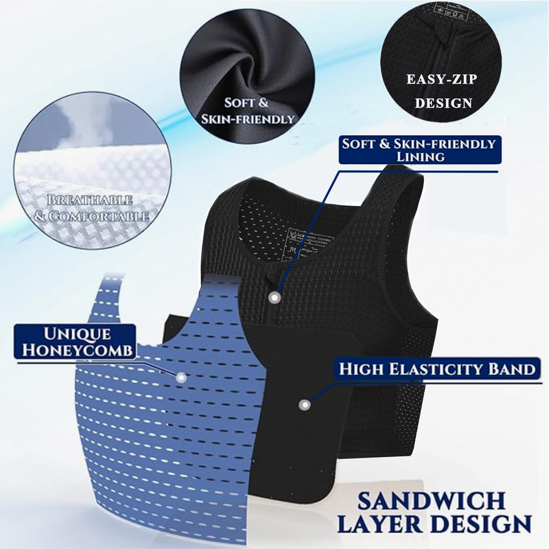 REBORN II: Mesh Fabric Zipper Chest Binder (BLACK)