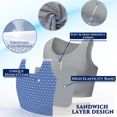 REBORN II: Mesh Fabric Zipper Chest Binder (Grey)