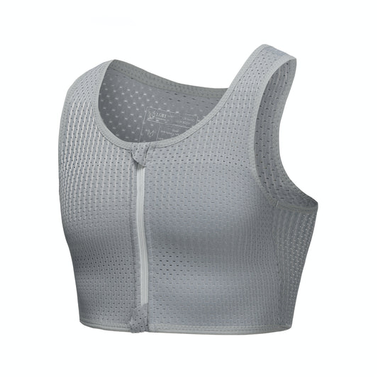 REBORN II: Mesh Fabric Zipper Chest Binder (Grey)