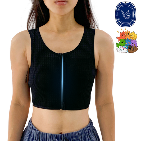 REBORN II: Mesh Fabric Zipper Chest Binder (BLACK)