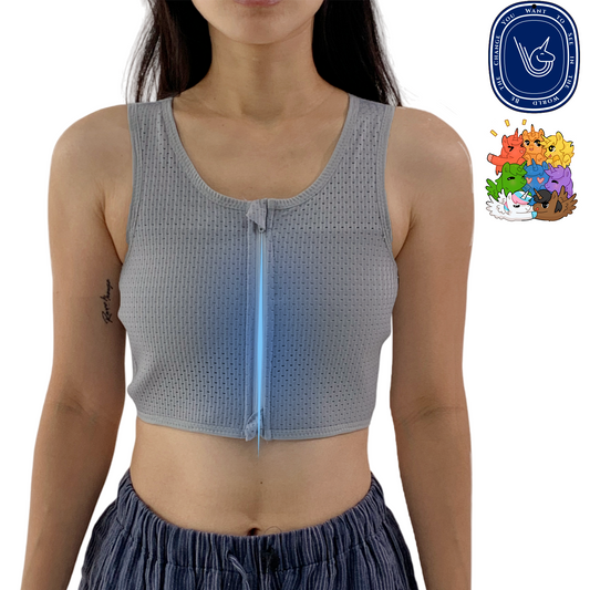 REBORN II: Mesh Fabric Zipper Chest Binder (Grey)