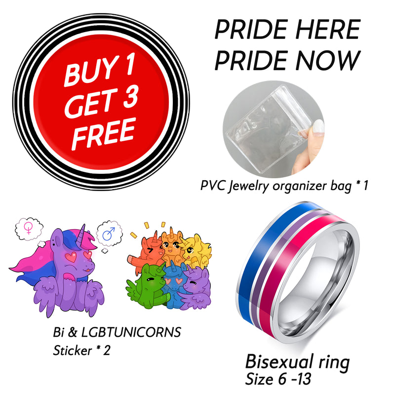 Bisexual Ring, Bi Pride Stainless Steel Ring, Size 6-13
