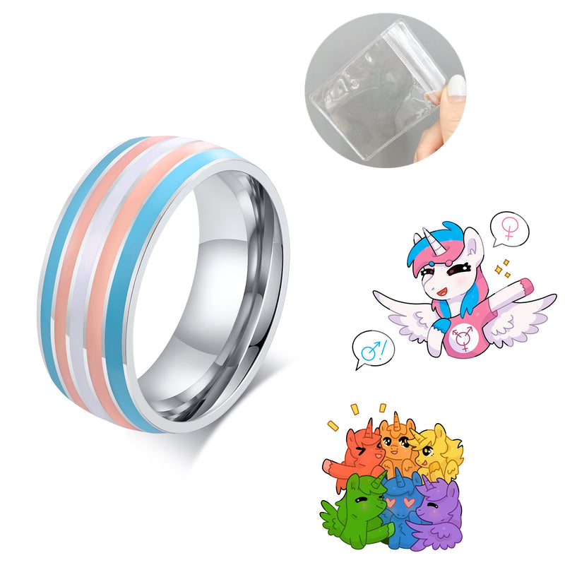 Transgender Ring, Trans Pride Stainless Steel Ring, Size 6-13