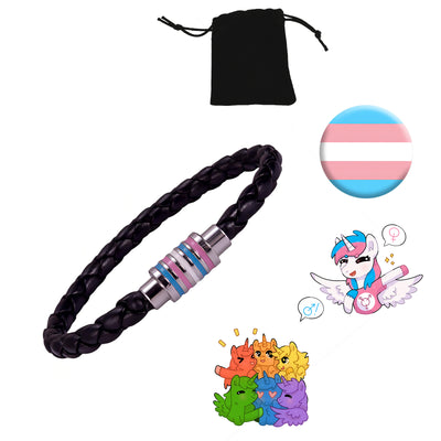 LGBTQ+ Pride Rainbow, Bisexual, Pansexual, Asexual, Transgender Magnet Buckle Bracelet