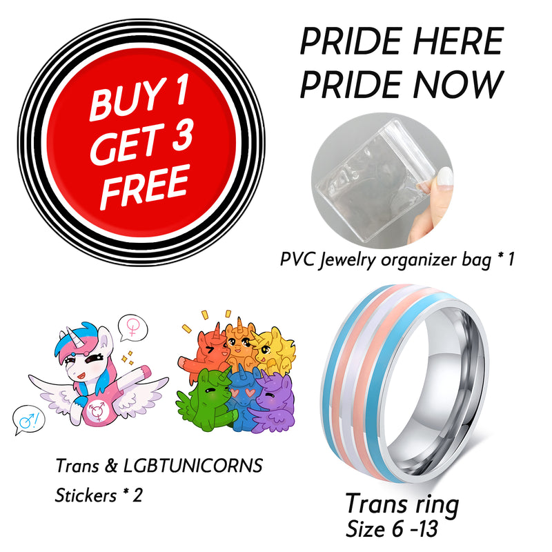 Transgender Ring, Trans Pride Stainless Steel Ring, Size 6-13