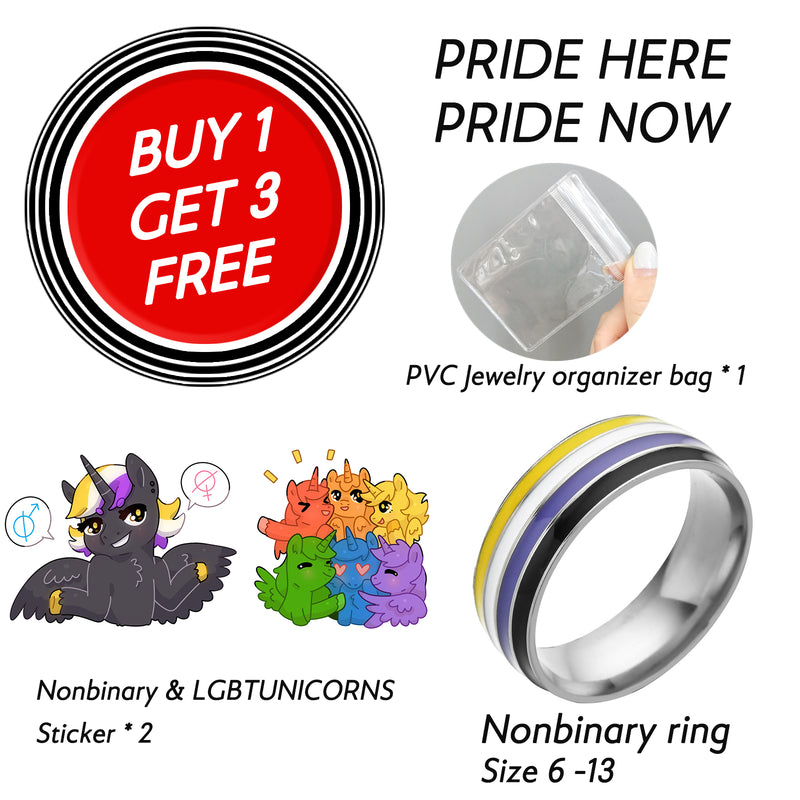 Nonbinary Ring, Non Pride Stainless Steel Ring, Size 6-13