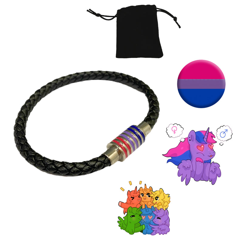 LGBTQ+ Pride Rainbow, Bisexual, Pansexual, Asexual, Transgender Magnet Buckle Bracelet