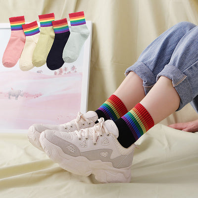 LGBT Pride Rainbow Strip Socks All-match Style Sockings