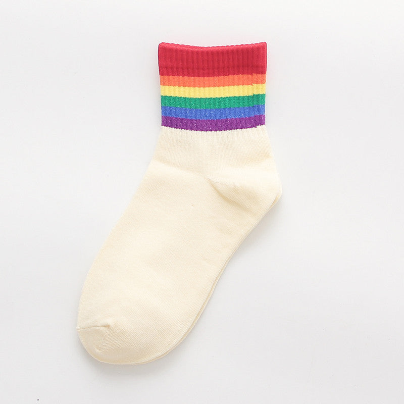 LGBT Pride Rainbow Strip Socks All-match Style Sockings