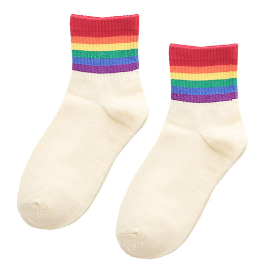 LGBT Pride Rainbow Strip Socks All-match Style Sockings