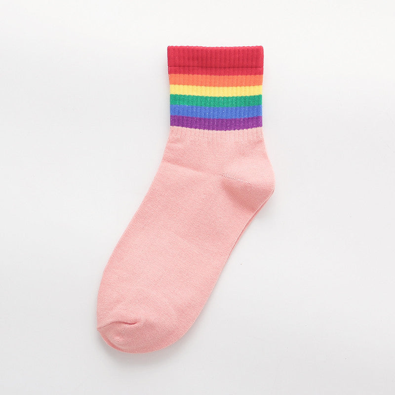 LGBT Pride Rainbow Strip Socks All-match Style Sockings