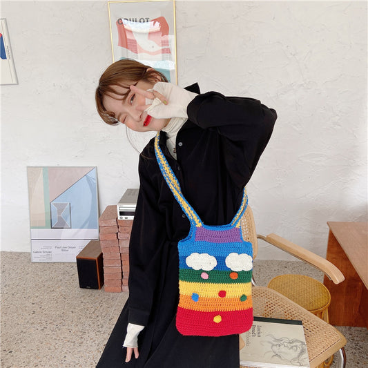 LGBT Rainbow Pride Parade Knitted Bag Ins Shoulder Bag