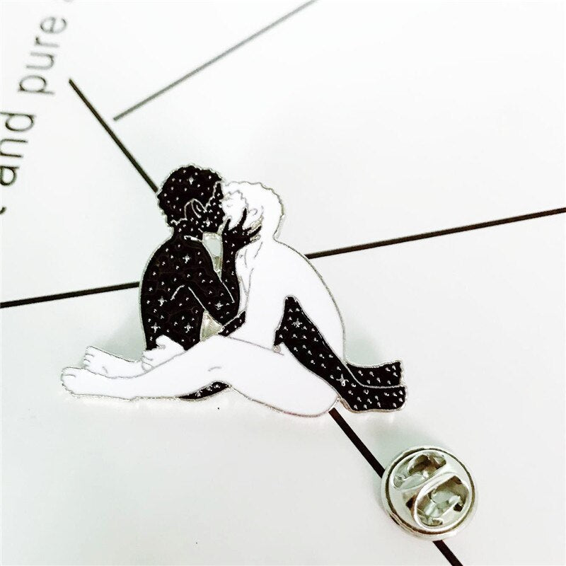 LGBT Kissing Pins Embrace Passionate Men Gay Lesbian Couples Brooches
