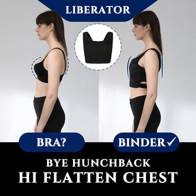 Liberator: Stylish Summer Pick Mesh Fabric Chest Binder with X Cross Straps - BW