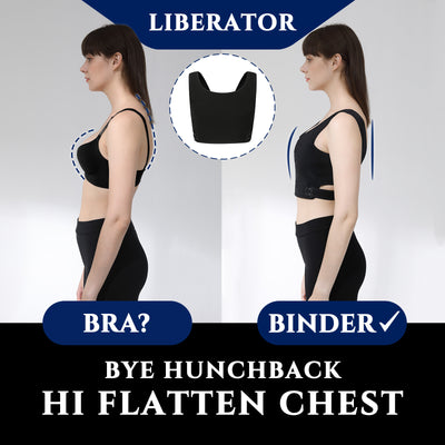 Liberator: Stylish Summer Pick Mesh Fabric Chest Binder with X Cross Straps - BLACK