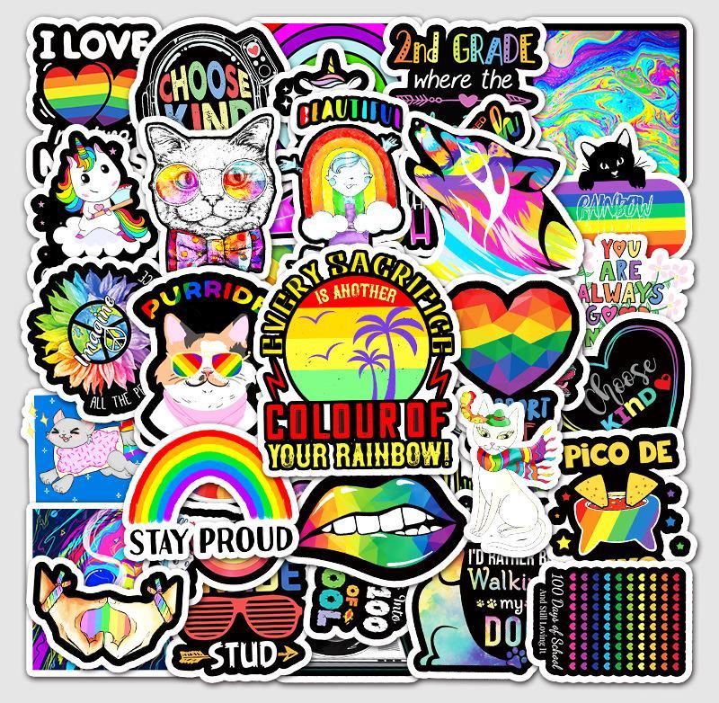 LGBT Rainbow Pride DIY Stickers For Laptop, Suitcase, Fridge, Helmet, Phone Case, Skateboard