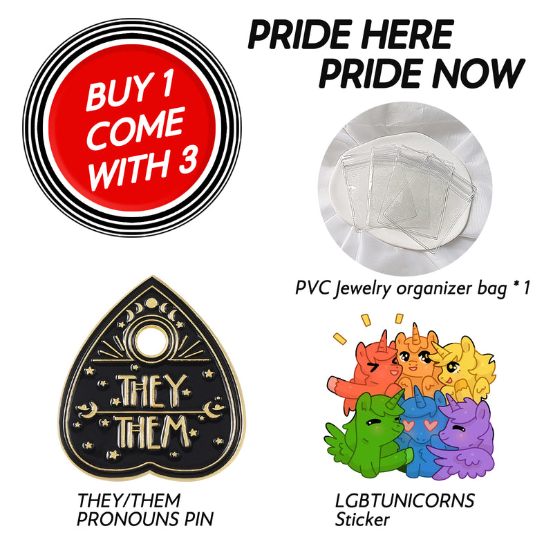 LGBT Pride Pronouns Pin Heart-shaped Metal Brooch Come-out Pin