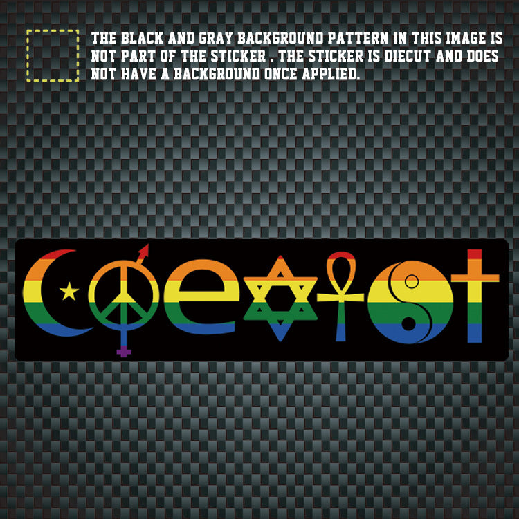 LGBT Unicorns Rainbow Pride Peaceful Coexistence Car Sticker