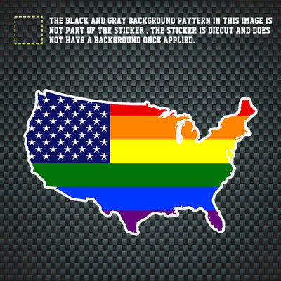 LGBT Unicorns Rainbow Pride US Shape Car Sticker