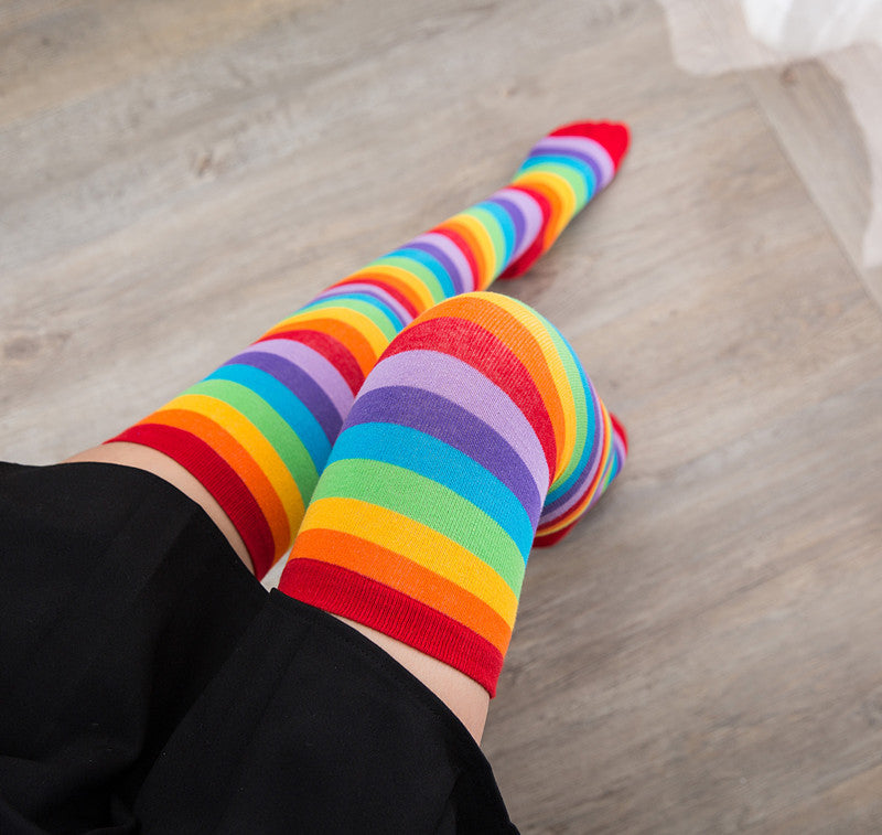 LGBT Rainbow Pride Parade Rainbow Strip Stockings