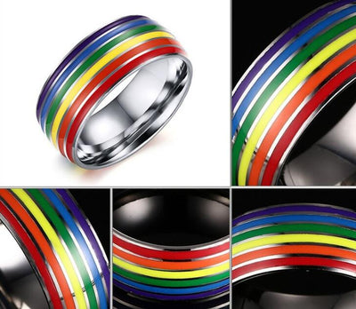 LGBT Pride Stainless Steel Rainbow Ring Valentine's Day Gift