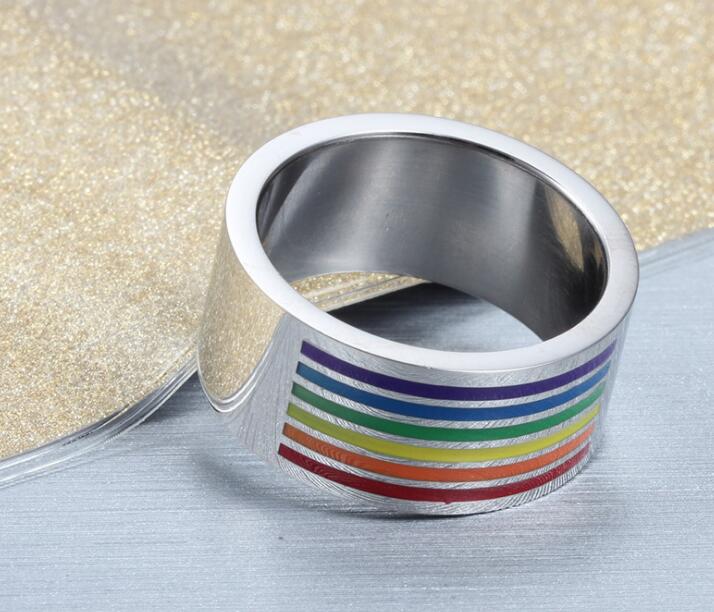 LGBT Pride Stainless Steel Rainbow Ring Valentine&