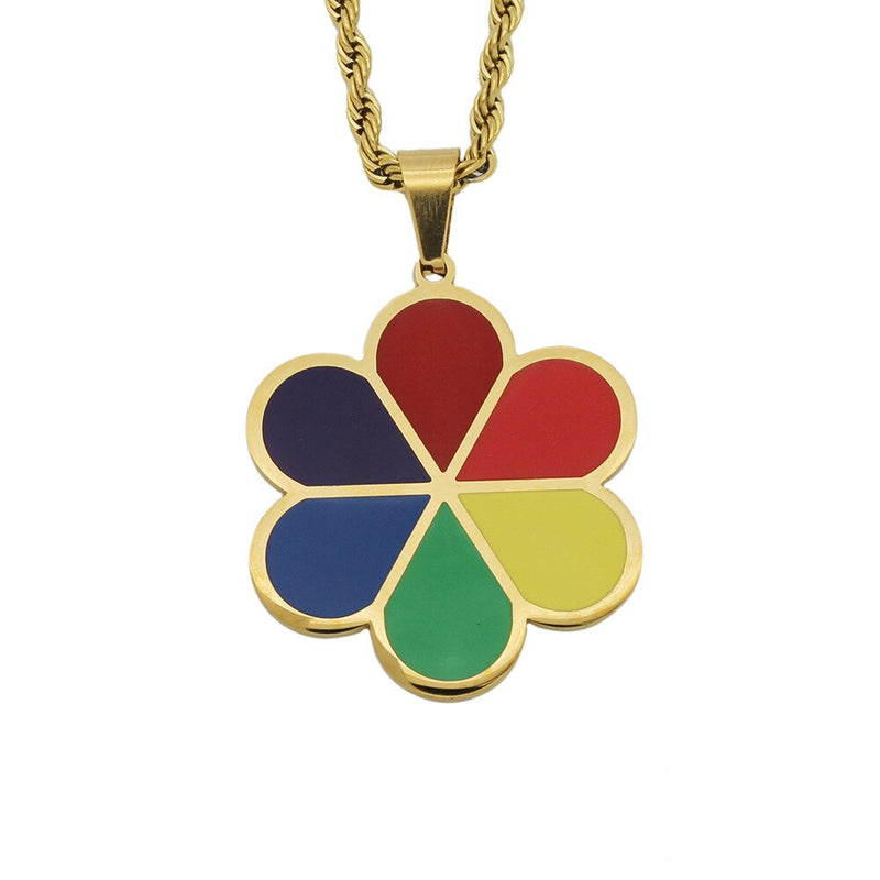 LGBT Rainbow Pride Jewelry Flower Pendant Necklace Valentine&
