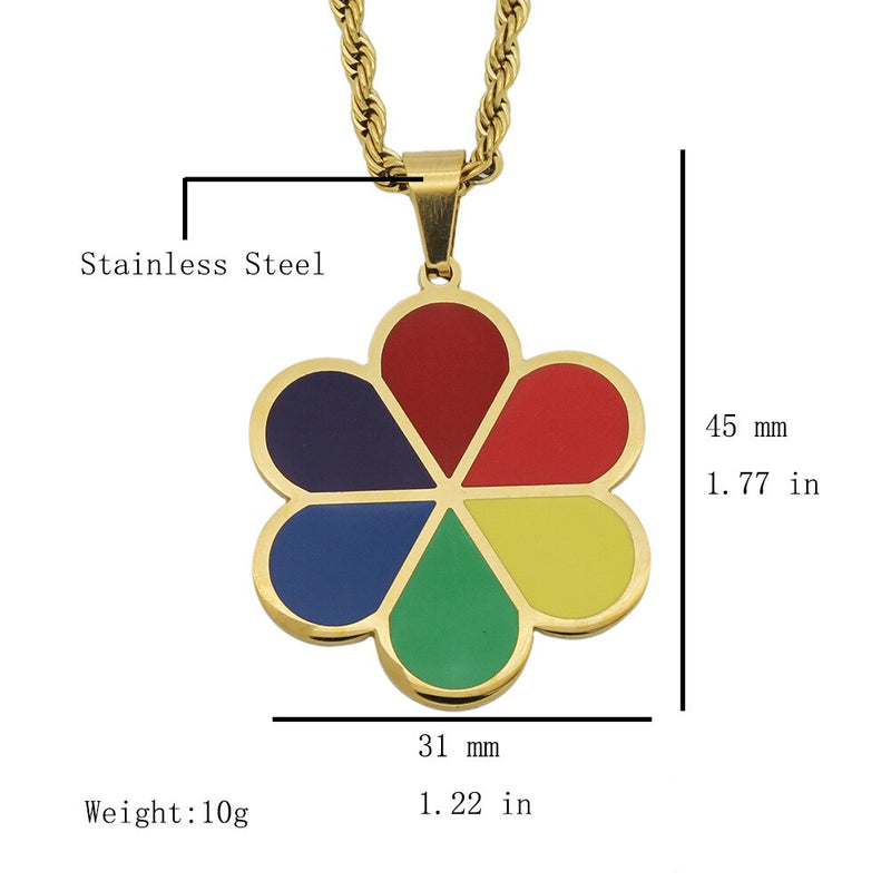 LGBT Rainbow Pride Jewelry Flower Pendant Necklace Valentine&