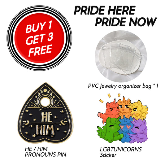 LGBT Pride Pronouns Pin Heart-shaped Metal Brooch Come-out Pin