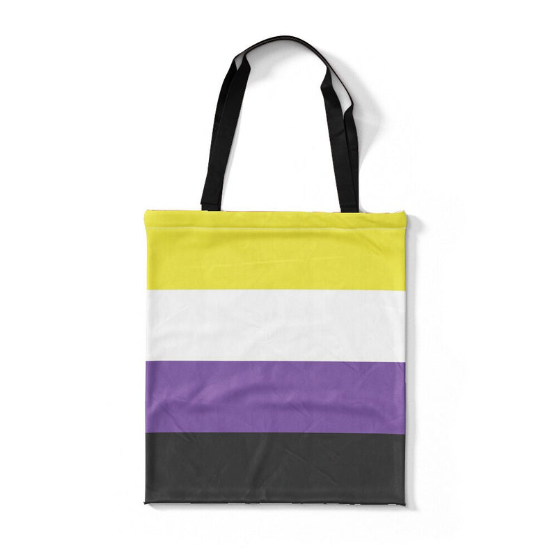 LGBT Rainbow Pride Flag Shopper Tote Bag Eco-friendly Enlarged Canvas Shoulder Bag With Zippers