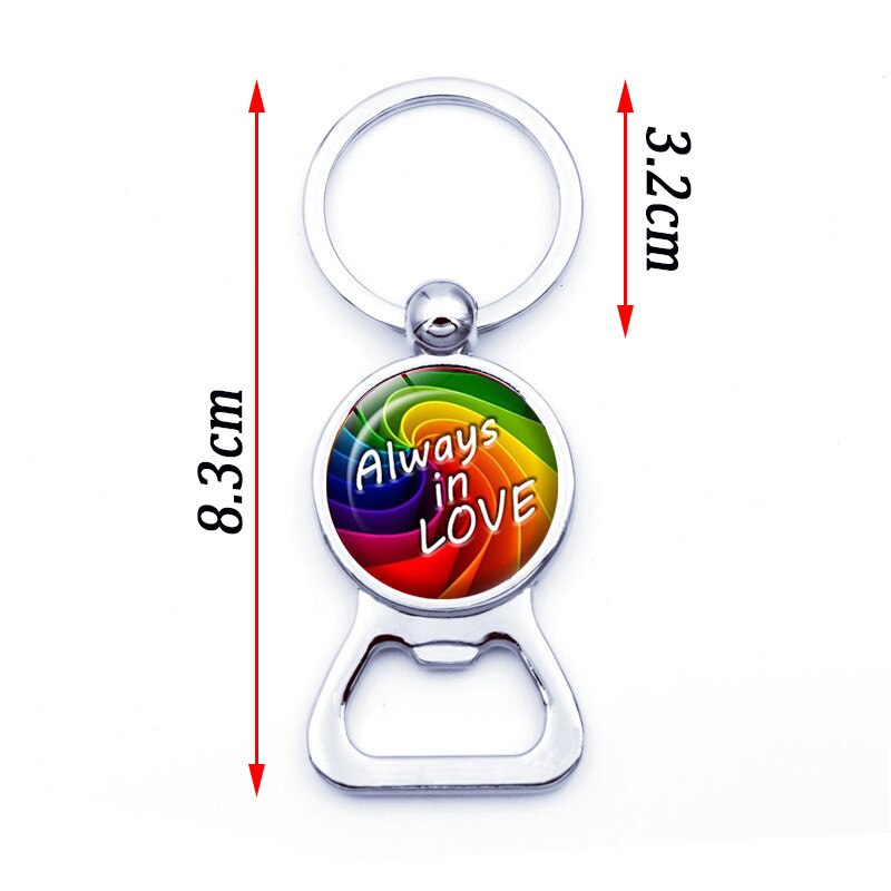 LGBT Rainbow Pride Time Gem Keychain Silver Bottle Opener