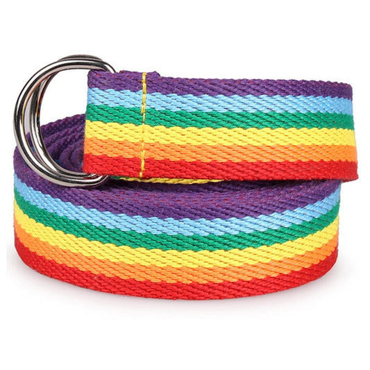 LGBT Pride Six-color Rainbow Belt Strong And Durable Canvas Double Loop Belt Valentine's Day Gift