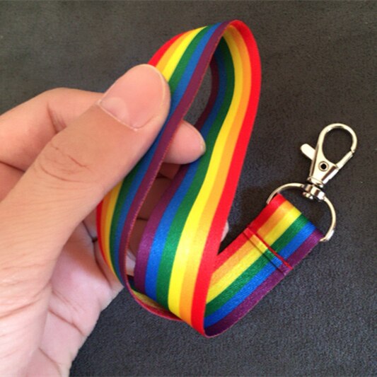 LGBT Rainbow Pride Colorful Striped Lanyard Key Chains
