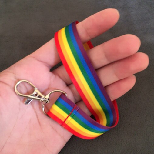 LGBT Rainbow Pride Colorful Striped Lanyard Key Chains
