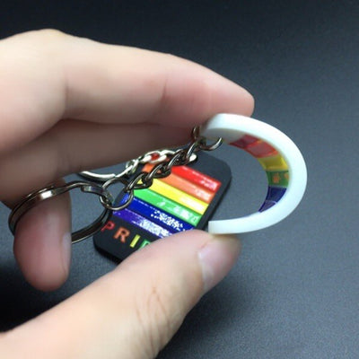 LGBT Rainbow Pride Silicone Keychain Gift With Decorations