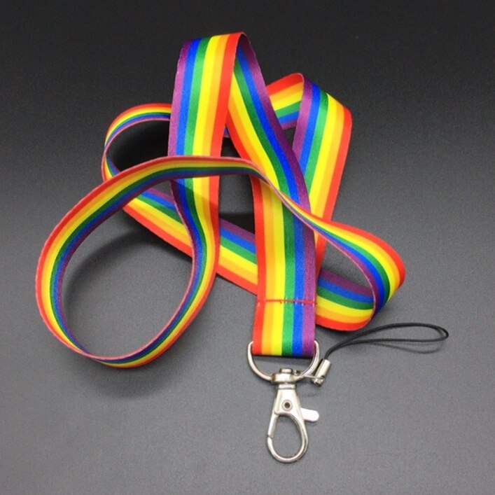 LGBT Rainbow Lanyard Mobile Phone Badge Hanging Chain Rope Gift