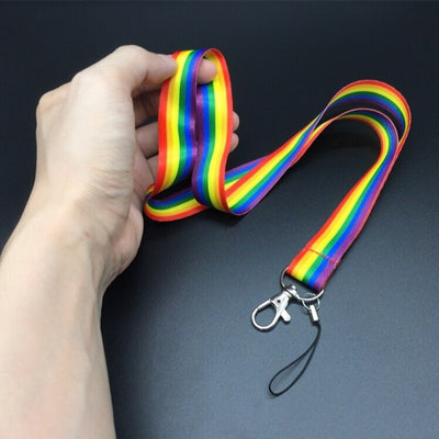 LGBT Rainbow Lanyard Mobile Phone Badge Hanging Chain Rope Gift