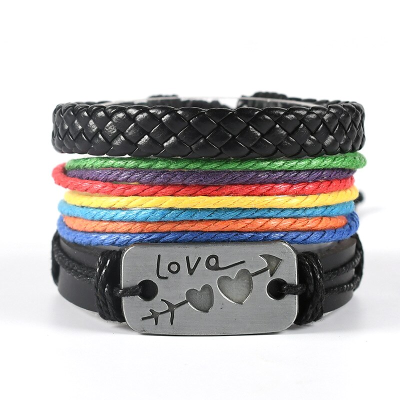 LGBT Rainbow Pride Colorful Braided Bracelets Valentine&